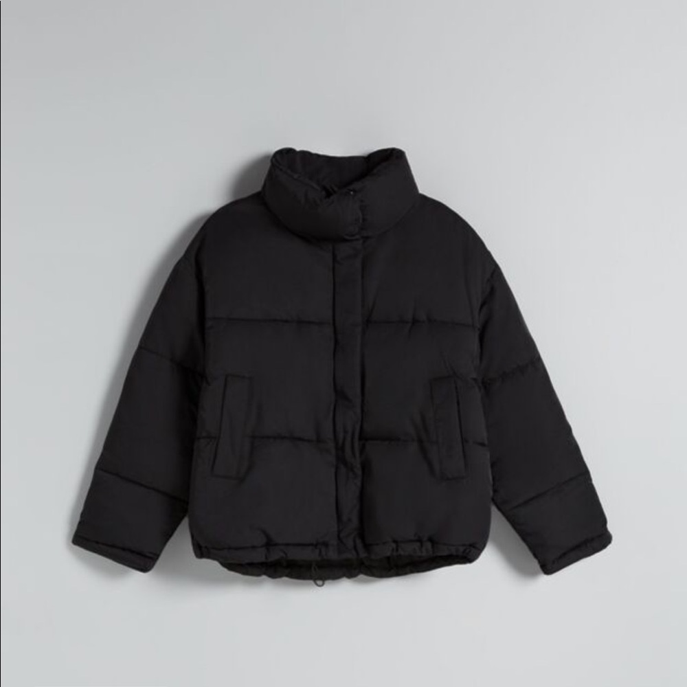 Bershka Nylon-effect Oversized Puffer in Black